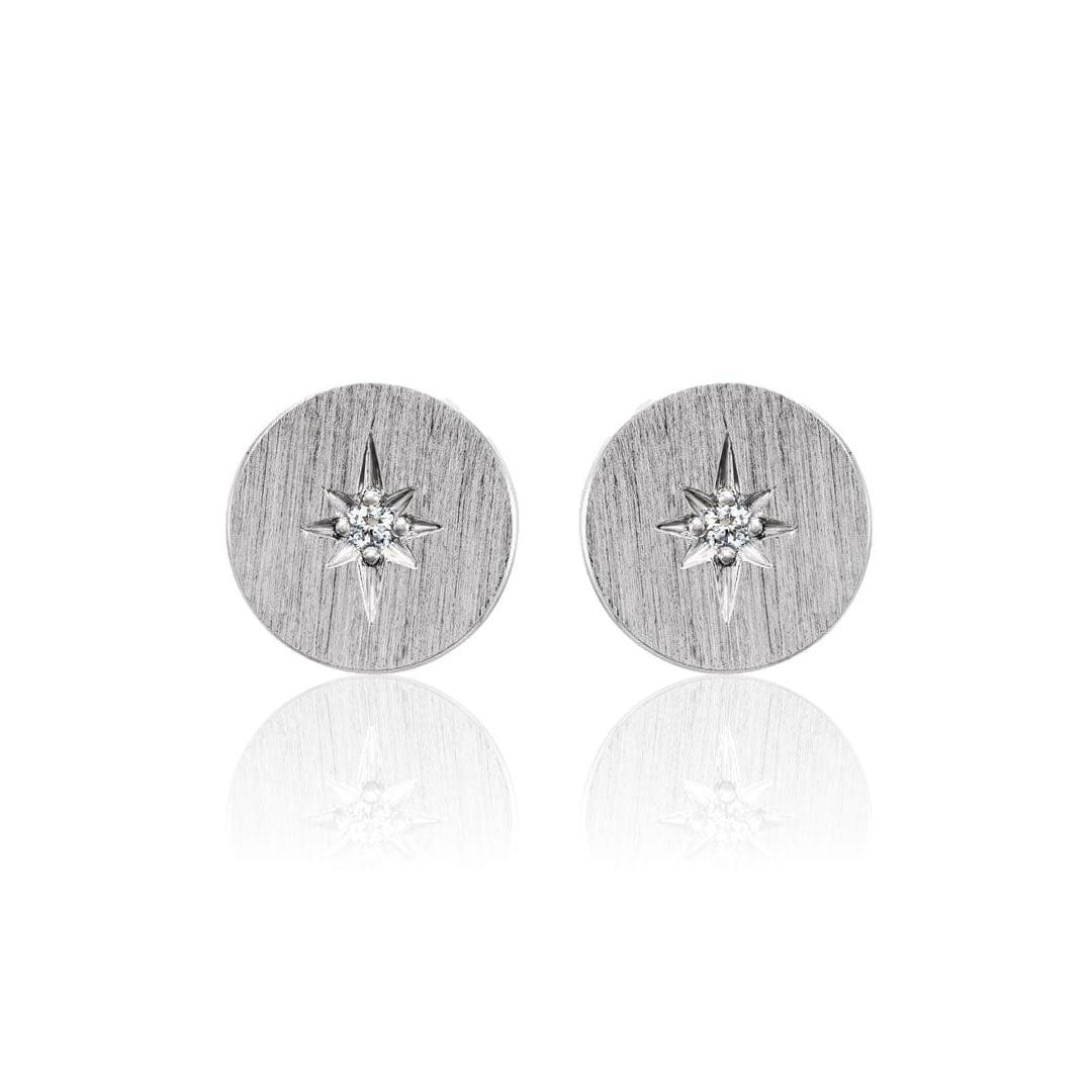 Diamond Star Set Round Disk Stud Earrings Earrings by Nodeform