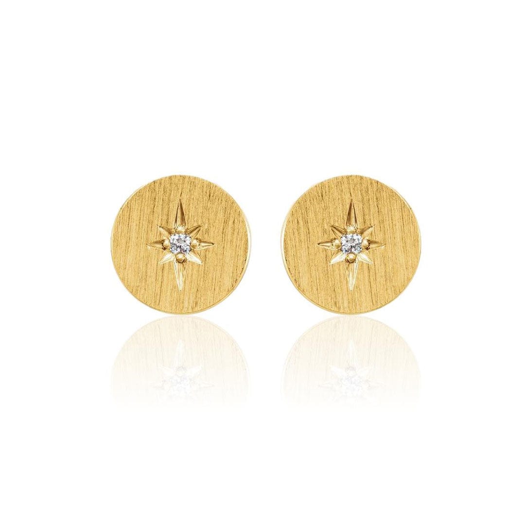 Diamond Star Set Round Disk Stud Earrings Earrings by Nodeform