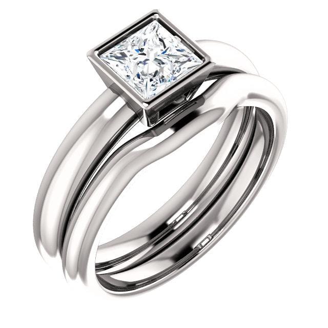 Princess Cut Moissanite Cutout Bezel Solitaire Engagement Ring Ring by Nodeform