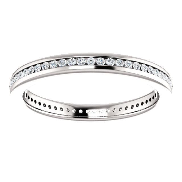 Channel Set Diamond or Moissanite Narrow Eternity Stacking Wedding Ring Ring by Nodeform