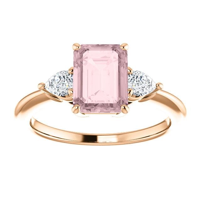 Tressa - Three Stone Prong Set Engagement Ring with Pear-shaped Side Stones - Setting only Ring Setting by Nodeform