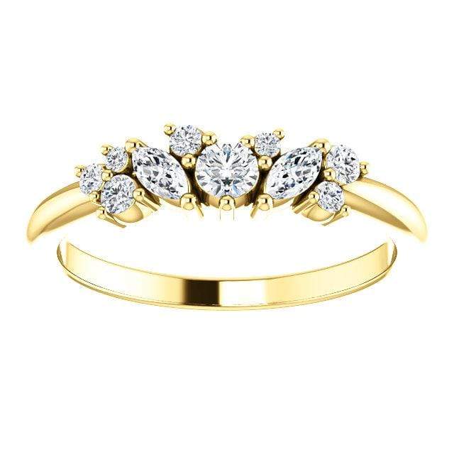 Colette Ring - Cluster Marquise & Round Shape Diamonds, Moissanites, Rubies or Sapphires Stacking Ring Ring by Nodeform