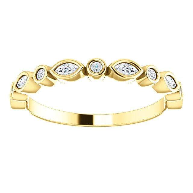 Maggie Band, 1/4CTW Diamond or Sapphire Bezel Set Marquise Stacking Half Eternity Anniversary Ring Ring by Nodeform