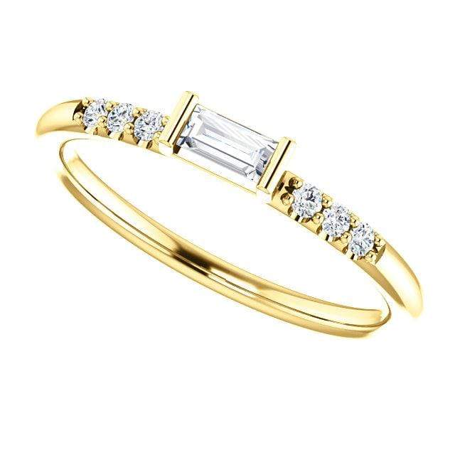 Baguette Diamond or Moissanite Accented Stacking Promise Ring Ring by Nodeform