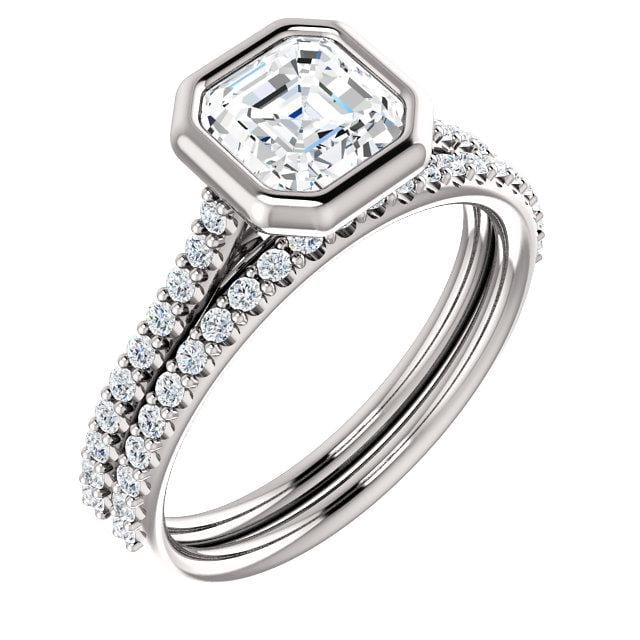 Sonia - Bezel Set Engagement Ring with Accented Cathedral Shank - Setting only Ring Setting by Nodeform