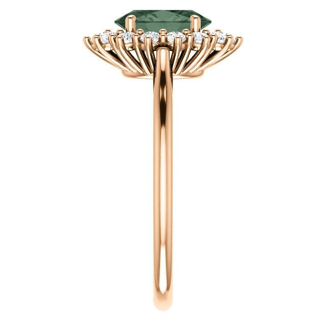 Ophelia - Oval Lab-Created Alexandrite Prong Set Halo Engagement Ring Ring by Nodeform