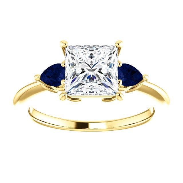 Tressa - Three Stone Prong Set Engagement Ring with Pear-shaped Side Stones - Setting only Ring Setting by Nodeform