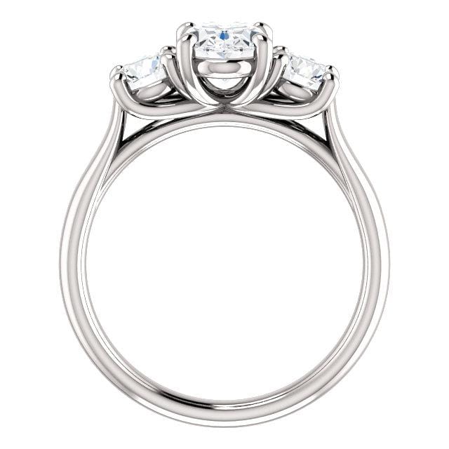 Oval Moissanite 3 Stone Prong Set Engagement Ring Ring by Nodeform