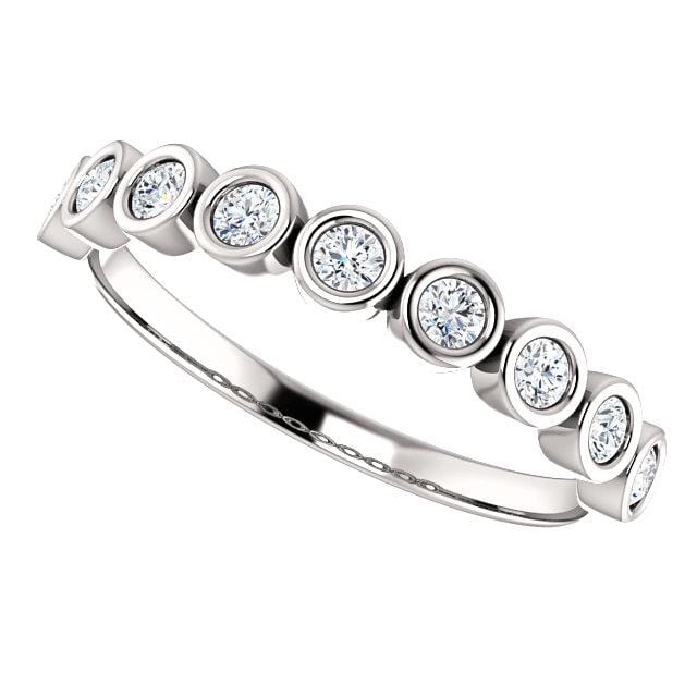 Betty Anniversary Band - Bezel Set Diamond Half Eternity Stacking Wedding Ring Ring by Nodeform