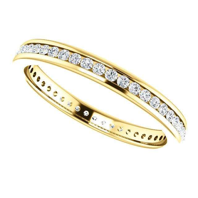 Channel Set Diamond or Moissanite Narrow Eternity Stacking Wedding Ring Ring by Nodeform