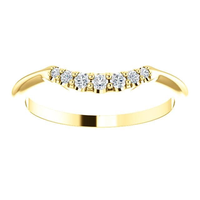 Selene - Graduated Diamond, Moissanite or Sapphire Curved Contoured Stacking Wedding Ring All White Diamonds SI2-3, GHI / 14K Yellow Gold Ring by Nodeform