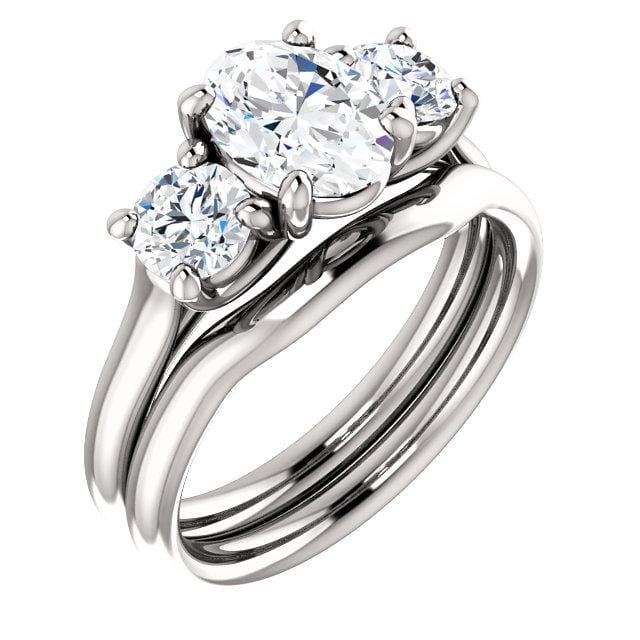 Oval Moissanite 3 Stone Prong Set Engagement Ring Ring by Nodeform