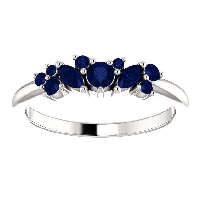 Colette Ring - Cluster Marquise & Round Shape Diamonds, Moissanites, Rubies or Sapphires Stacking Ring Ring by Nodeform