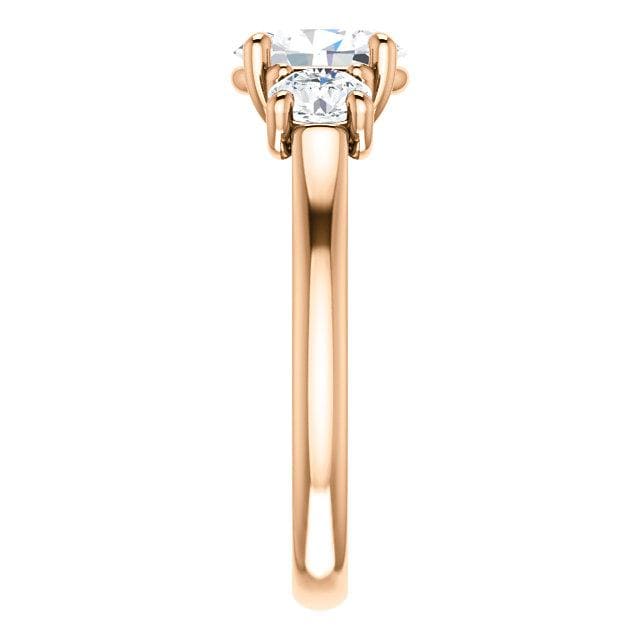 Oval Moissanite 3 Stone Prong Set Engagement Ring Ring by Nodeform
