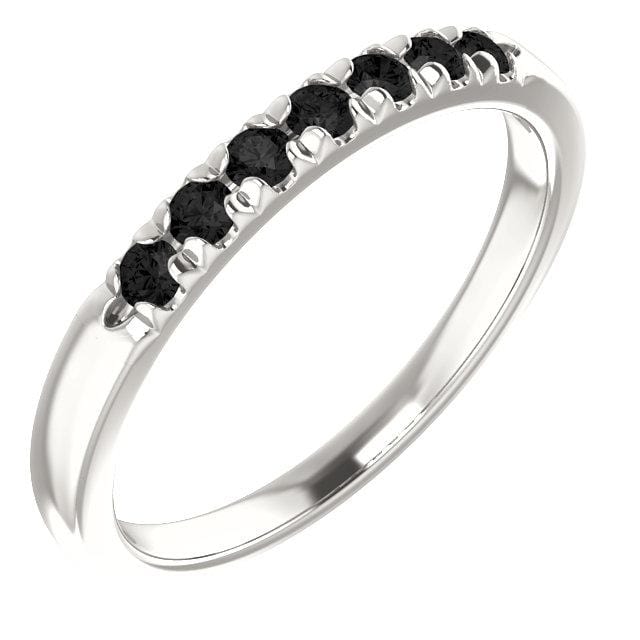 Black Diamond Pave French Set Ring Stacking Wedding Band 7 Black Diamonds (~0.28CTW) / Continuum Sterling Silver Ring by Nodeform