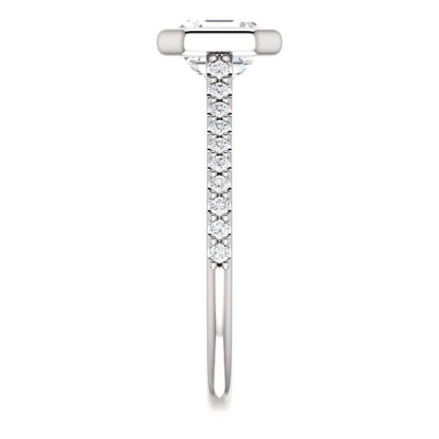 Sonia - Bezel Set Engagement Ring with Accented Cathedral Shank - Setting only Ring Setting by Nodeform