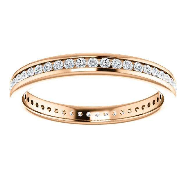 Channel Set Diamond or Moissanite Narrow Eternity Stacking Wedding Ring Ring by Nodeform