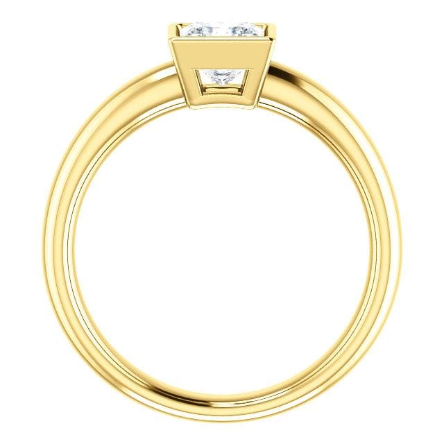 Princess Cut Moissanite Cutout Bezel Solitaire Engagement Ring Ring by Nodeform