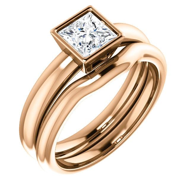 Princess Cut Moissanite Cutout Bezel Solitaire Engagement Ring Ring by Nodeform