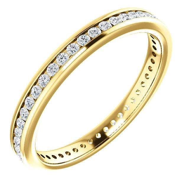 Channel Set Diamond or Moissanite Narrow Eternity Stacking Wedding Ring 1mm/0.005ct (>0.25CTW) G-H SI1 Lab-Grown Diamonds / 14K Yellow Gold Ring by Nodeform