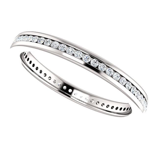 Channel Set Diamond or Moissanite Narrow Eternity Stacking Wedding Ring Ring by Nodeform