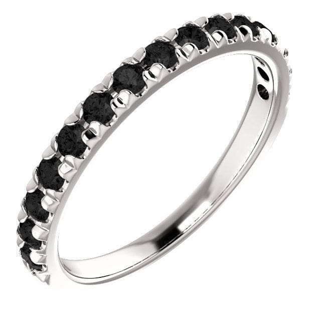 Black Diamond Pave French Set Ring Stacking Wedding Band 15 Black Diamonds (~0.6CTW) / Continuum Sterling Silver Ring by Nodeform