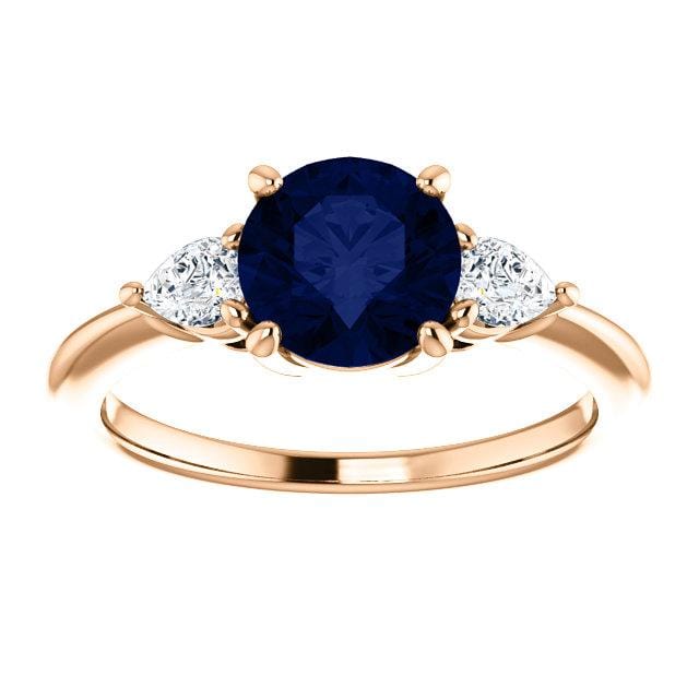 Tressa - Three Stone Prong Set Engagement Ring with Pear-shaped Side Stones - Setting only Ring Setting by Nodeform