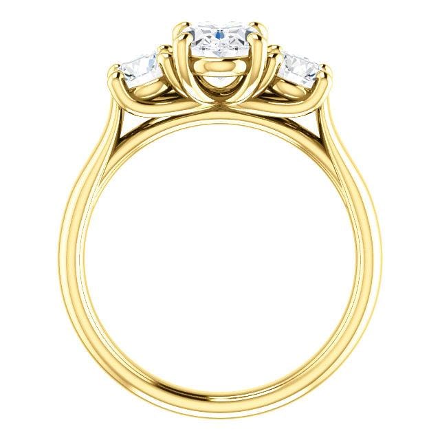 Oval Moissanite 3 Stone Prong Set Engagement Ring Ring by Nodeform