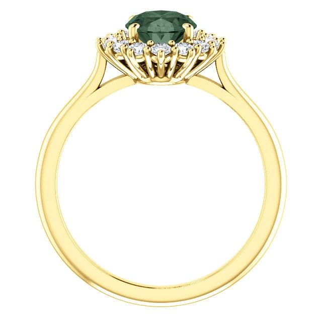 Ophelia - Oval Lab-Created Alexandrite Prong Set Halo Engagement Ring Ring by Nodeform