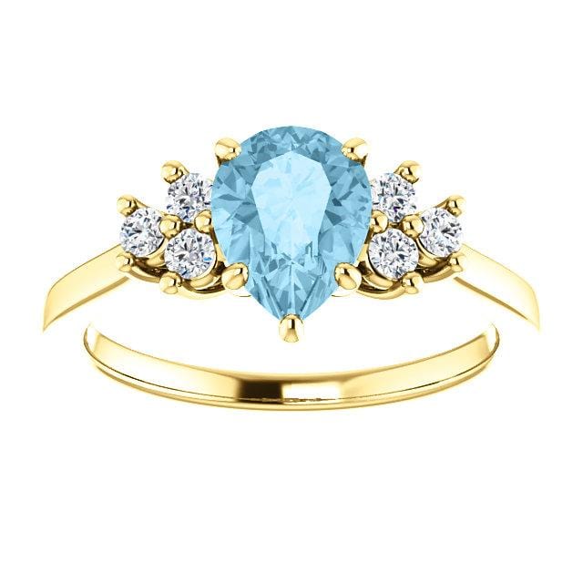 Ellie - Prong Set Accented Side Cluster Engagement Ring - Setting only Ring Setting by Nodeform