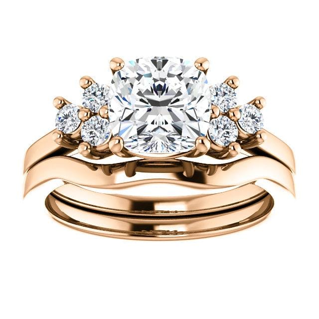 Ellie - Prong Set Accented Side Cluster Engagement Ring - Setting only Ring Setting by Nodeform