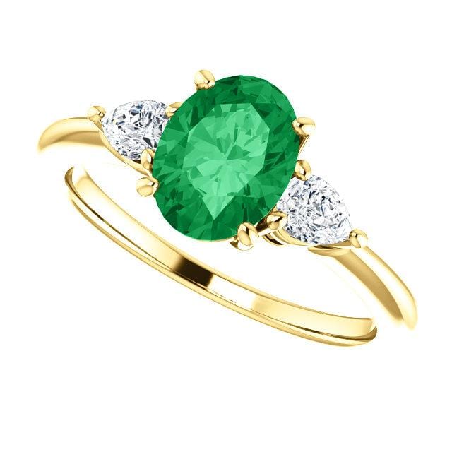 Tressa - Three Stone Prong Set Engagement Ring with Pear-shaped Side Stones - Setting only Ring Setting by Nodeform