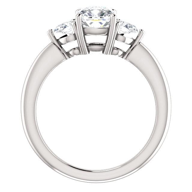 Tressa - Three Stone Prong Set Engagement Ring with Pear-shaped Side Stones - Setting only Ring Setting by Nodeform
