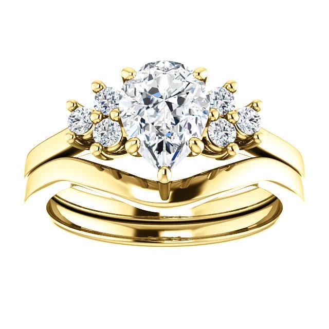Ellie - Prong Set Accented Side Cluster Engagement Ring - Setting only Ring Setting by Nodeform