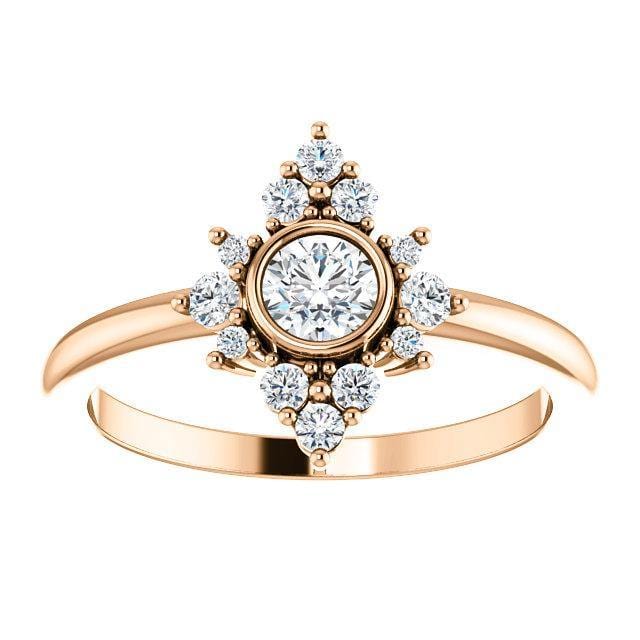 Ava Ring - Moissanite, Diamond or White Sapphire Halo Engagement Ring Ring by Nodeform
