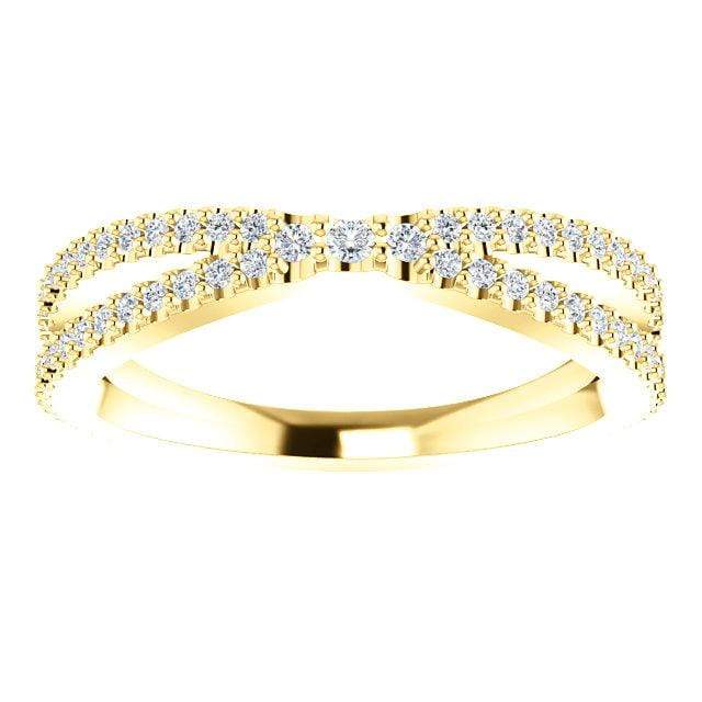 Chrissy Band - Contoured Split Shank Stacking Wedding Ring with Diamonds, Moissanites, Rubies or Sapphires Ring by Nodeform