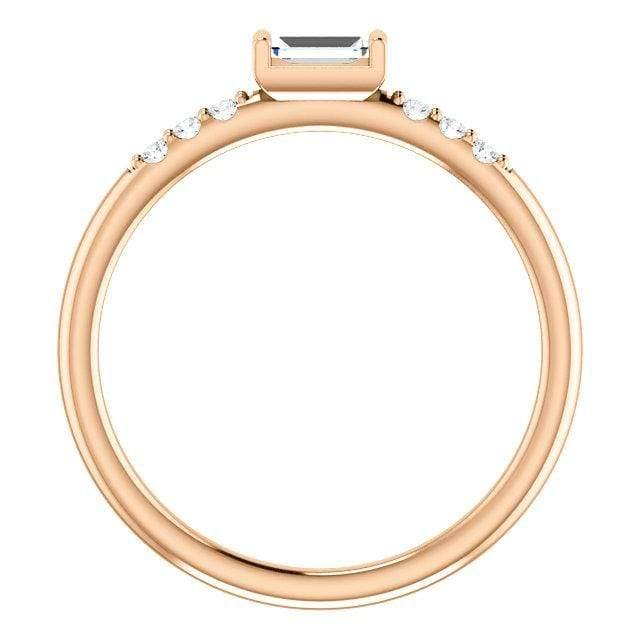 Baguette Diamond or Moissanite Accented Stacking Promise Ring Ring by Nodeform