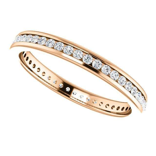 Channel Set Diamond or Moissanite Narrow Eternity Stacking Wedding Ring Ring by Nodeform