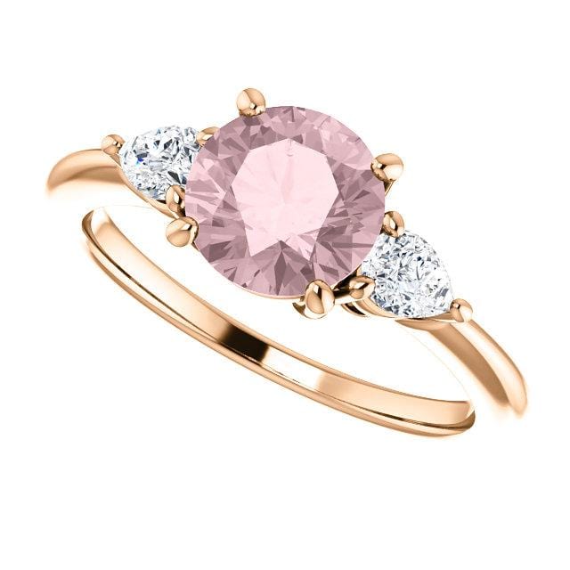 Tressa - Three Stone Prong Set Engagement Ring with Pear-shaped Side Stones - Setting only Ring Setting by Nodeform