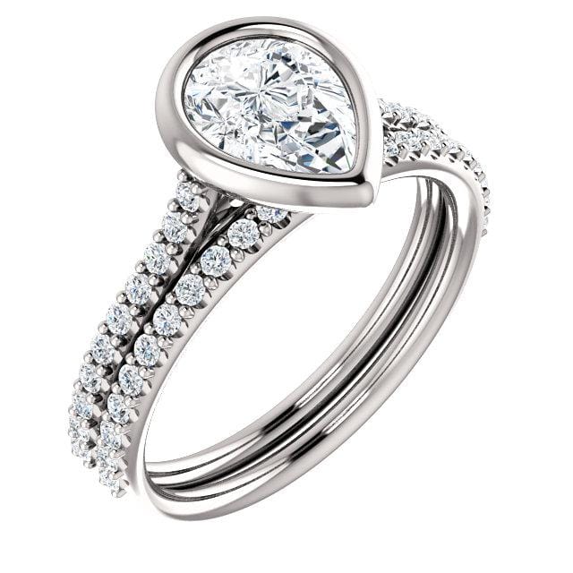 Sonia - Bezel Set Engagement Ring with Accented Cathedral Shank - Setting only Ring Setting by Nodeform