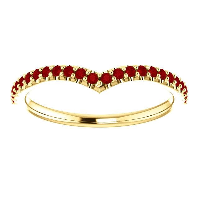 Vivian Band - V-Shape Contoured Accented Diamond, Moissanite, Ruby or Sapphire Wedding Ring All Black Diamonds / 14K Yellow Gold Ring by Nodeform