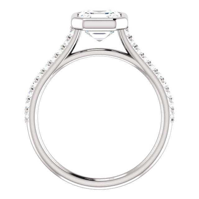 Sonia - Bezel Set Engagement Ring with Accented Cathedral Shank - Setting only Ring Setting by Nodeform