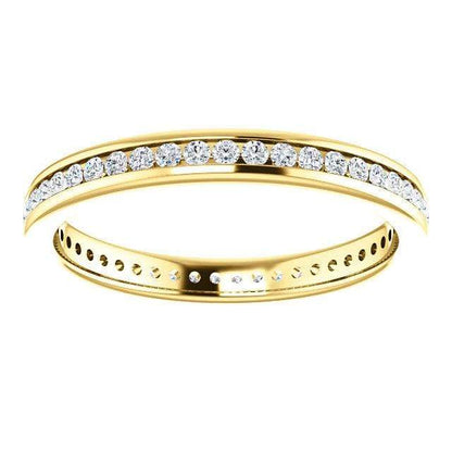 Channel Set Diamond or Moissanite Narrow Eternity Stacking Wedding Ring 1mm/0.005ct (>0.25CTW) G-H SI1 Lab-Grown Diamonds / 18k Yellow Gold Ring by Nodeform