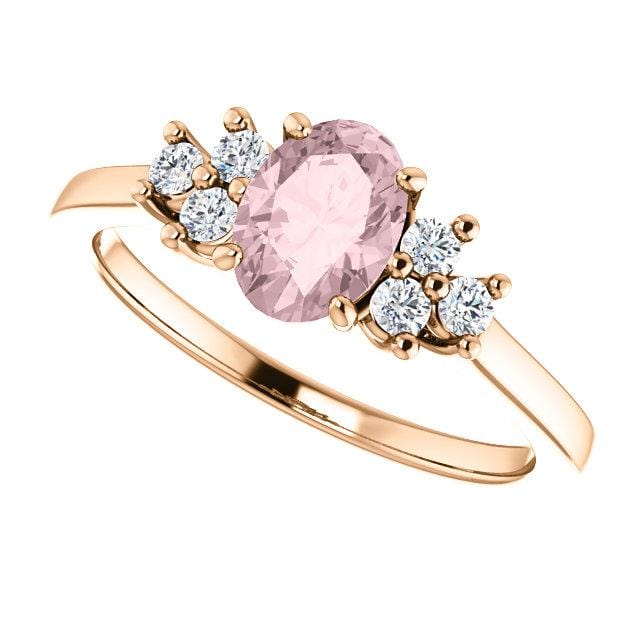 Ellie - Prong Set Accented Side Cluster Engagement Ring - Setting only Ring Setting by Nodeform