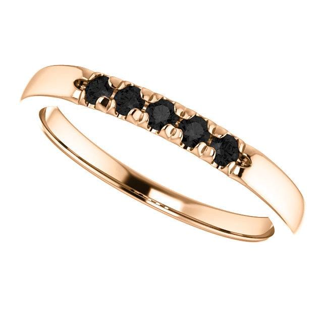 Black Diamond Pave French Set Ring Stacking Wedding Band 5 Black Diamonds (~0.2ct) / 14k Rose Gold Ring by Nodeform