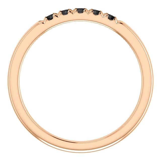 Black Diamond Pave French Set Ring Stacking Wedding Band Ring by Nodeform