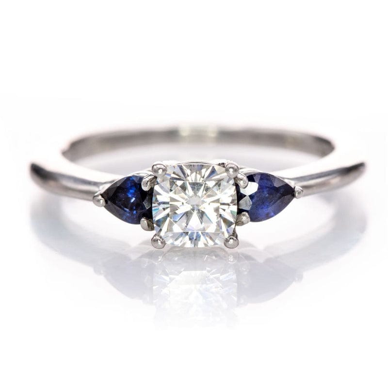Tressa - Three Stone Prong Set Engagement Ring with Pear-shaped Side Stones - Setting only Ring Setting by Nodeform