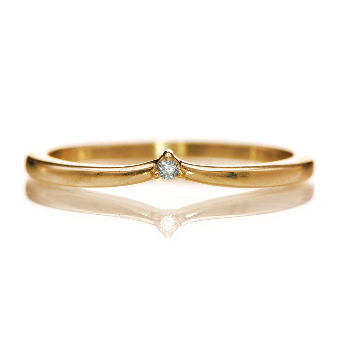 Vani Band - Tiny Diamond, Moissanite or Sapphire V-Shape Contoured Stacking Wedding Ring Lab Grown Diamond / 14k Rose Gold Ring by Nodeform