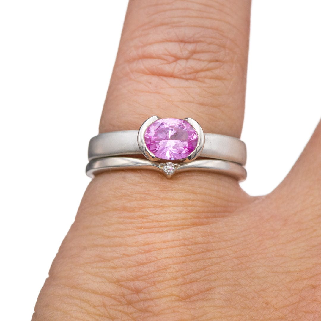 Vani Band - Tiny Diamond, Moissanite or Sapphire V-Shape Contoured Stacking Wedding Ring Ring by Nodeform