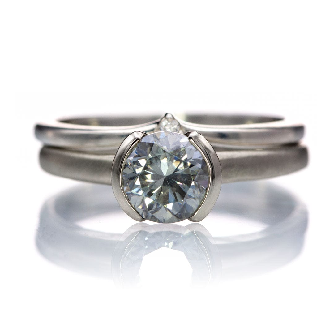 Vani Band - Tiny Diamond, Moissanite or Sapphire V-Shape Contoured Stacking Wedding Ring Ring by Nodeform